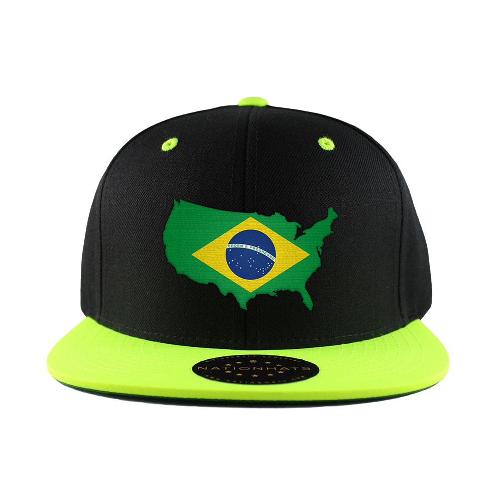 Brazilian American MapFlag™ | 6-Panel 2-Tone Snapback Cap | Nationhats
