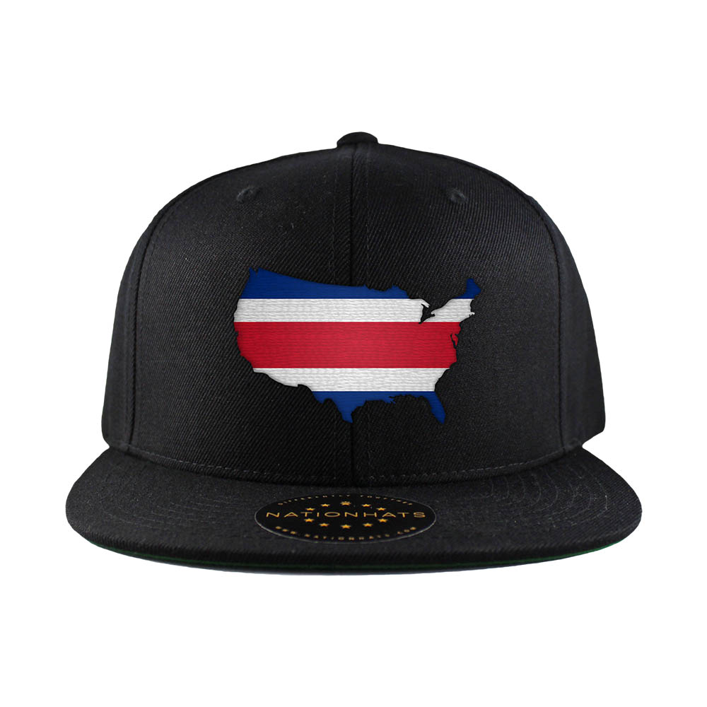 Costa Rican American MapFlag™, 6-Panel Snapback Cap