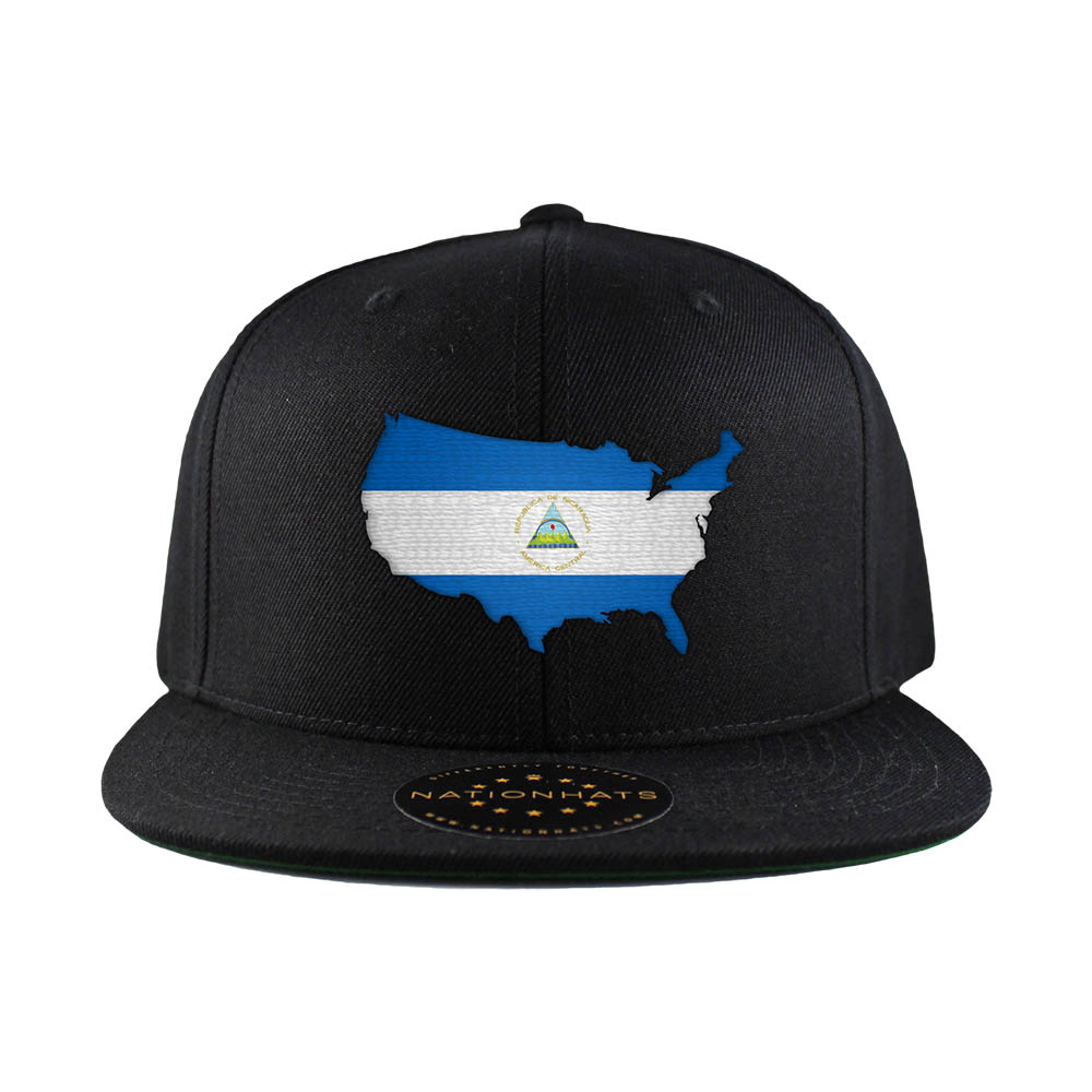 Nicaragua Flag Classic Snapback Hat Flat Ball Cap Adjustable 