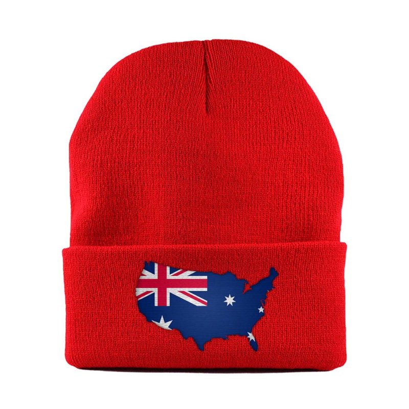 Australian American MapFlag™ | Cuffed Knit Beanie Hat