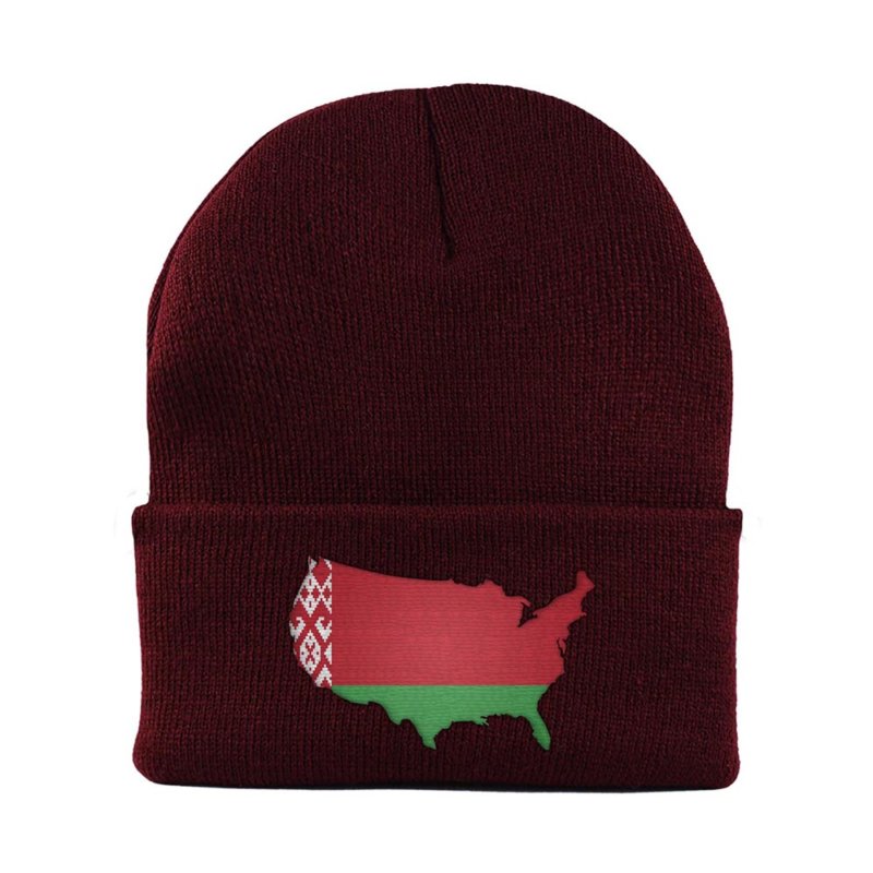 Belarusian American MapFlag™ | Cuffed Knit Beanie Hat
