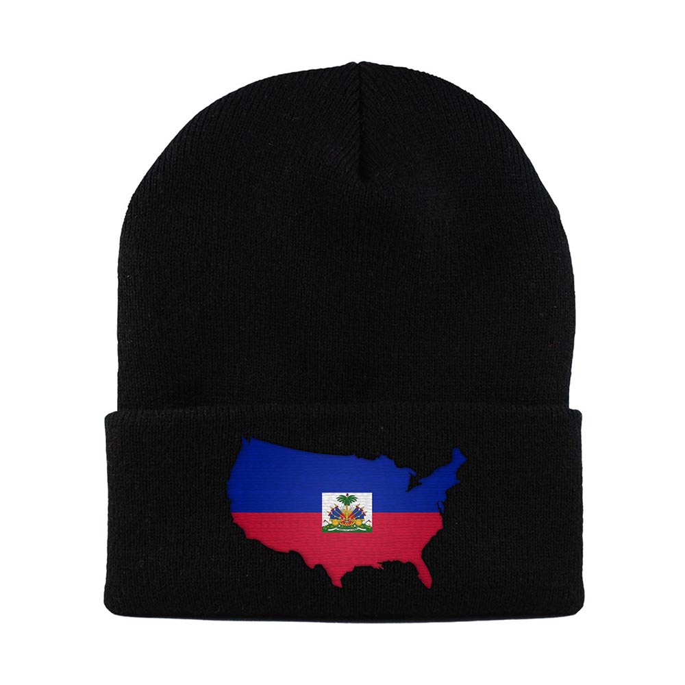 Haitian American MapFlag™ | Cuffed Knit Beanie Hat