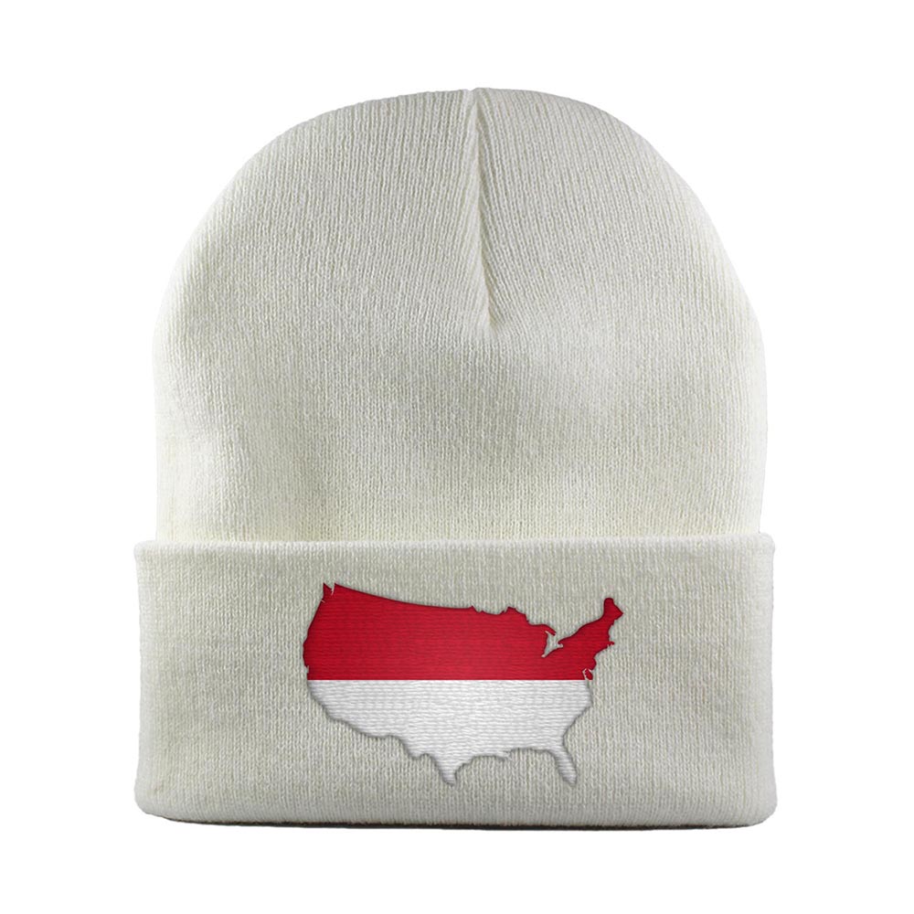 Indonesian American MapFlag™ | Cuffed Knit Beanie Hat