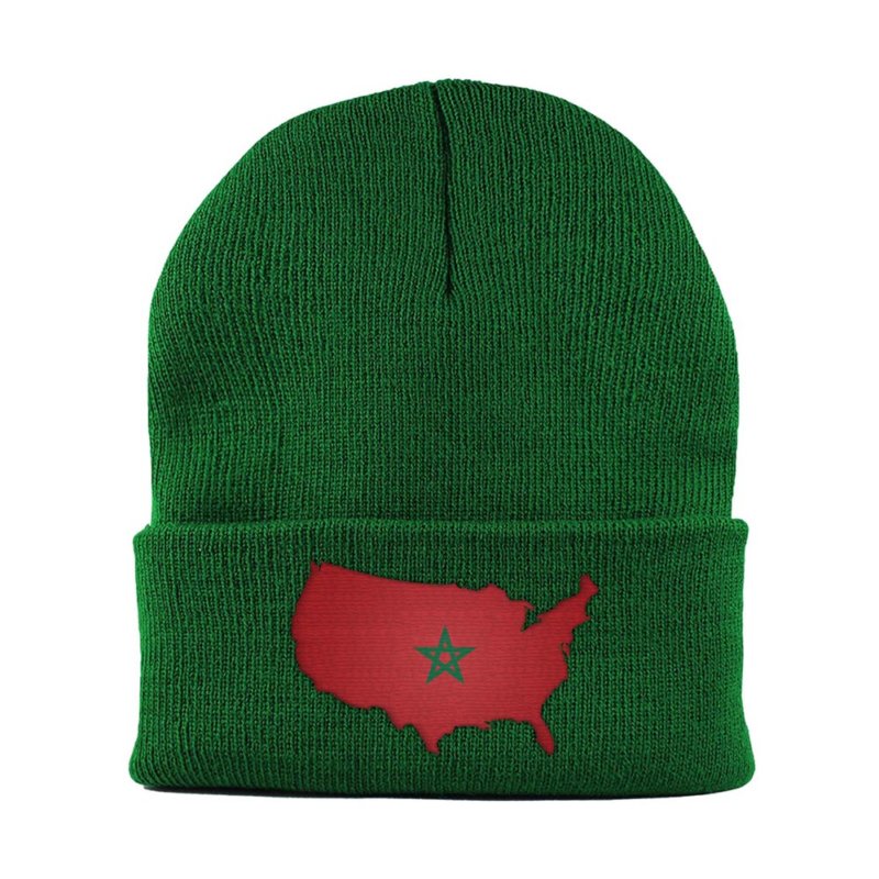 Moroccan American MapFlag™ | Cuffed Knit Beanie Hat