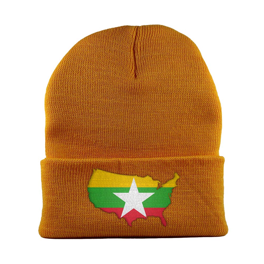 Myanmarian American MapFlag™ | Cuffed Knit Beanie Hat